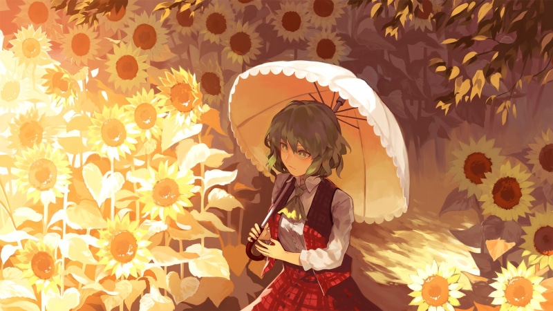 real people, women, front view, waist up, lifestyles, illuminated, child, innocence, leisure activity, umbrella, 1080P, touhou, floral pattern, pattern