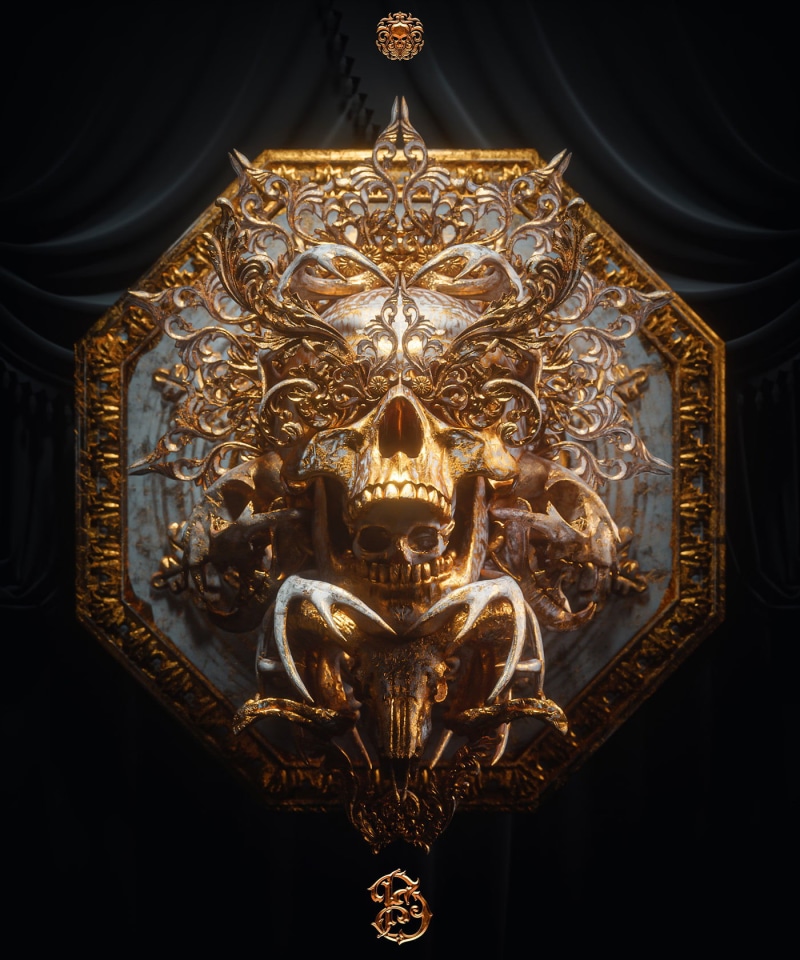 skull, 720P, billelis, black background