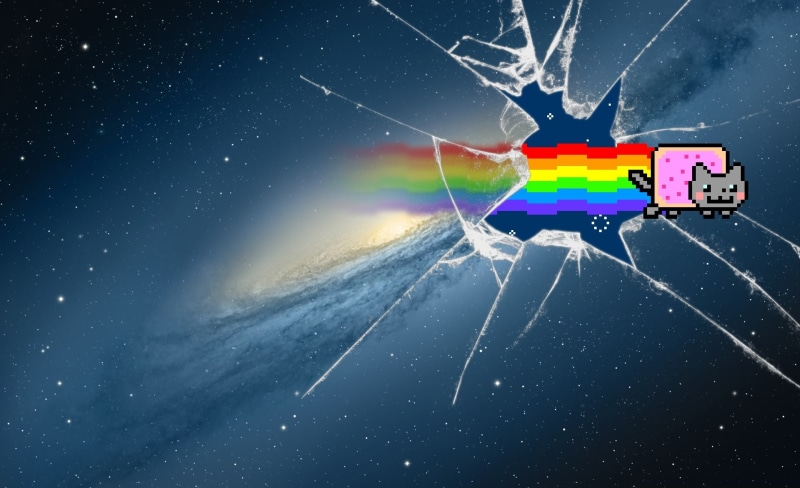 sign, Computers, motion, speed, data, communication, space, Mac, lion, no people, pusheen, blue, 1080P, nyan cat, illustration, cloud - sky, multi colored