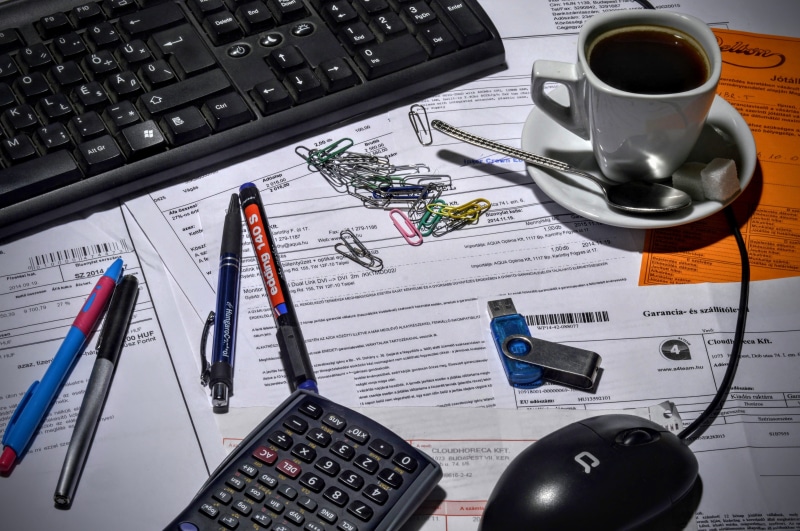 document, table, work, gray, accountant, mug, chart, coffee - drink, graph, blue, corporate business, mouse, 4K, coffee cup, keyboard, drive, coffee, computer