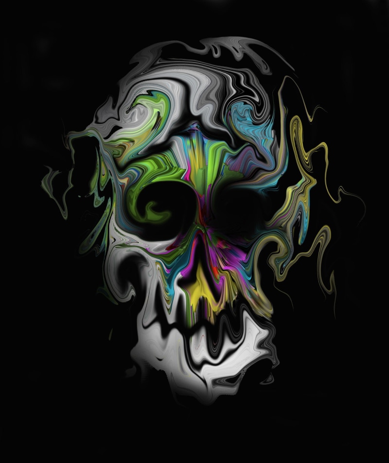 multi colored, skull, shape, 720P, simple background, distortion, paint, black color, art product, healthcare and medicine, single object, no people, ink