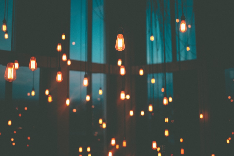 bokeh, blue, defocused, candle, electricity, light bulb, electronics, electric light, glowing, edison bulb, night, pendant, incandescent, detail, dark