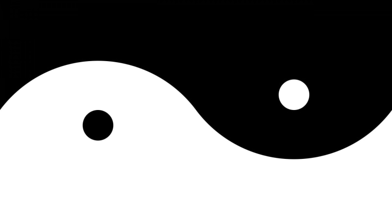 sky, clear sky, architecture, black background, white color, 1080P, studio shot, circle, indoors, light, Yin and Yang, close-up, illuminated, white background