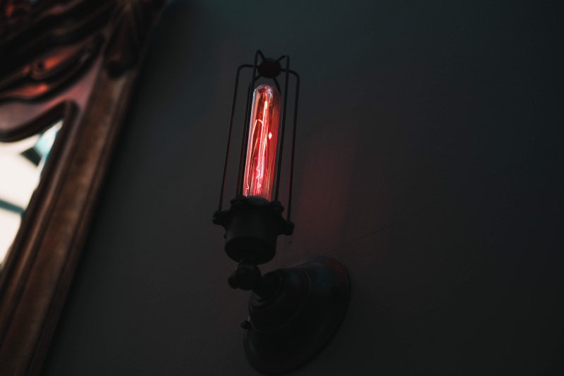 5K, led, closeup, aesthetic, glass - material, lowlight, lightbulb, electric light, close-up, interior, inside, technology, red, single object, illuminated