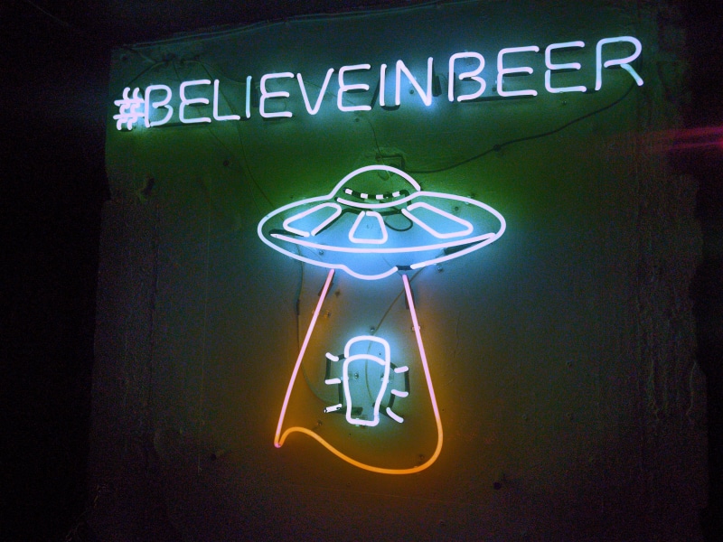 ceiling, beer, neon, lighting, reel, light fixture, ceiling light, illuminated, text, headlight, laser, kneeling, night, information, close-up, led, communication