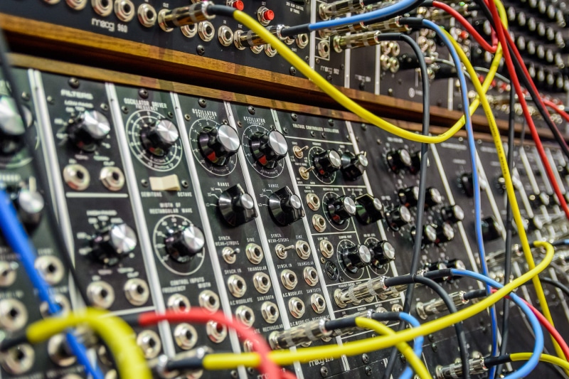 complexity, connection block, audio, technical, indoors, computer network, connections, communication, electronic, control panel, analog, patch cord, synthesiser