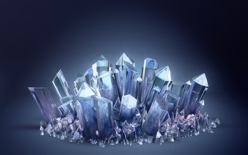 reflection, nature, blue background, digital art, large group of objects, abstract, diamond, crystal, refraction, wealth, gift, copy space, business, single Object