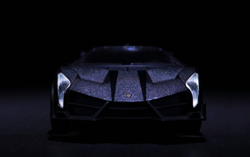 no people, Miniature, diamond - gemstone, indoors, 5K, metal, high angle view, copy space, close-up, Lamborghini, mysterious, arts culture and entertainment