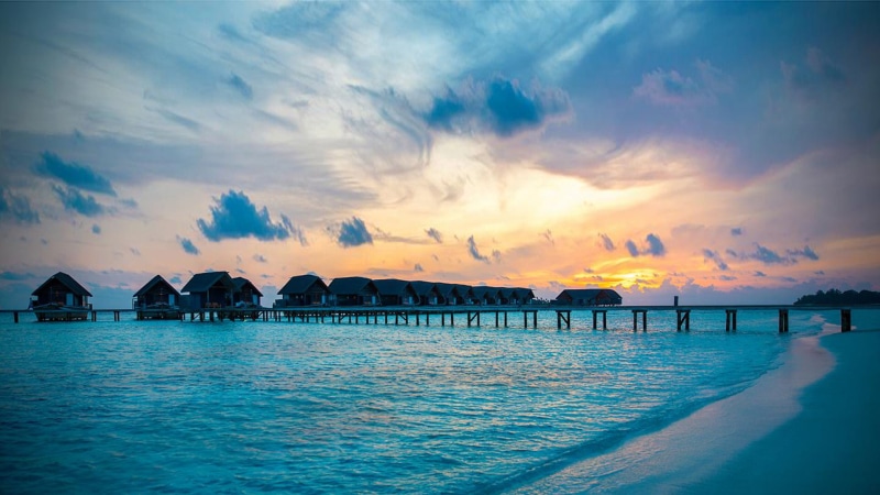 bungalows, reef, houses, island, cocoa, turquoise, maldives, private, resolution, resort, hd, 1080P, water, sandpit
