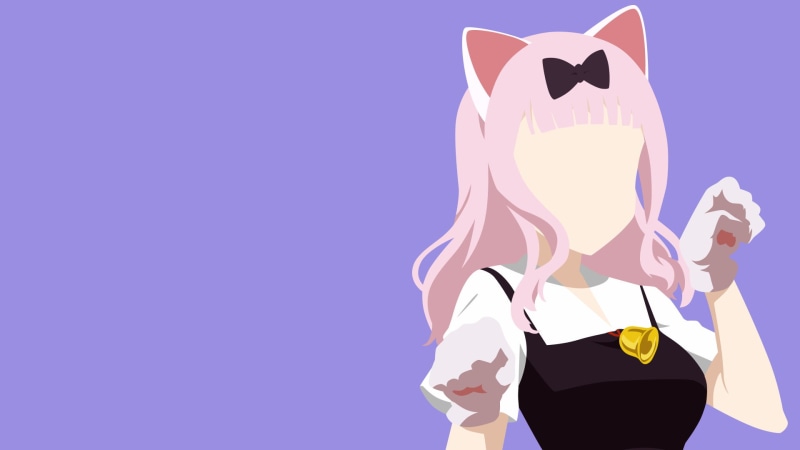 anime girls, 1080P, purple background, anime, Kaguya-Sama: Love is War, Chika Fujiwara, simple background