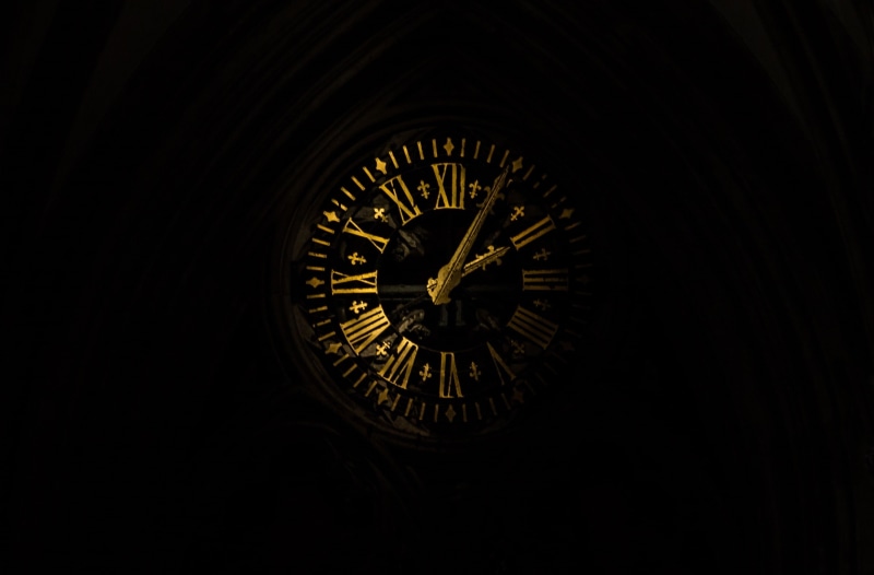 2K, Clock, low angle view, pattern, Time, geometric shape, circle, accuracy, Church, hd, Minute, roman, Dark, minute hand, gold, copy space
