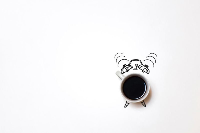 caffeine, white color, food, checking, waking, motivational, horizontal, white background, mocha, alarm, copyspace, cup, sketch, coffee cup, roasted, drink