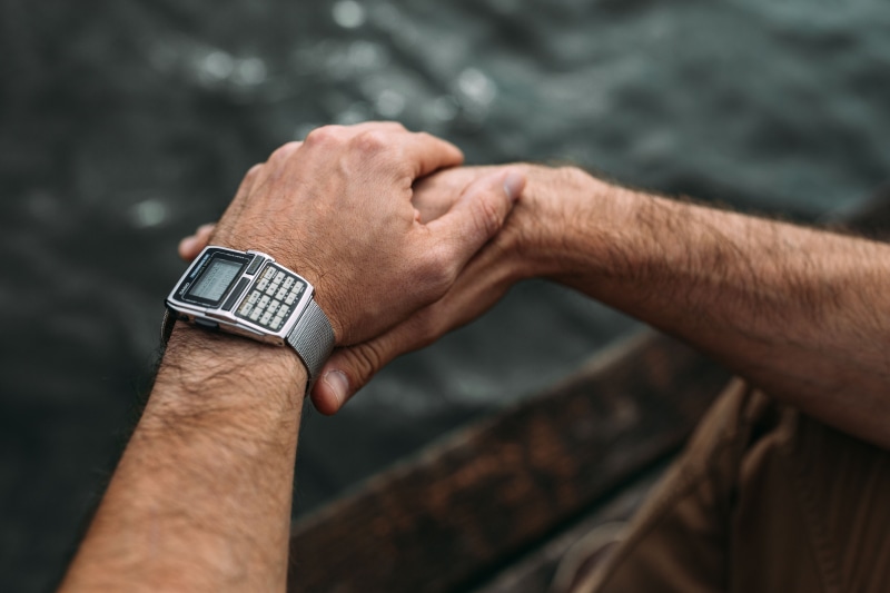 time, smart watch, limb, wristwatch, vintage, human hand, 5K, vinatage, focus on foreground, close-up, human arm, wearable computer, human limb, wirst