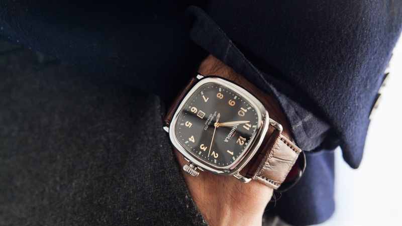 silver, 2K, watches, pocket watch, shinola muhammad ali, black Color, leather, men, males, close-up, accuracy, wrist, elegance, holding, checking the time