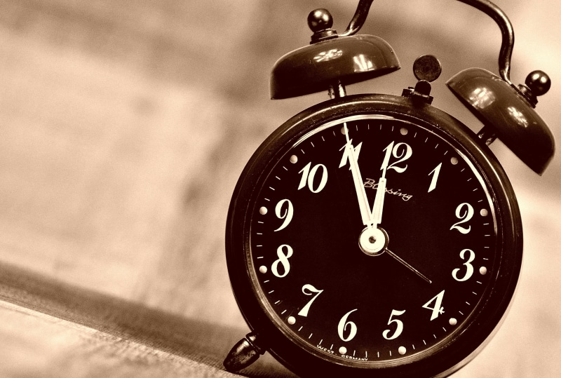 retro Styled, late, clock face, number, time to rethink, accuracy, table, high angle view, dial, indoors, ring the bell, alarm Clock, brown, bell, instrument of time