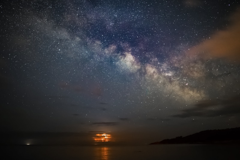 no people, desktop background, non-urban scene, lake, space, idyllic, astronomy, Milky Way, sea, star - Space, beauty In Nature, corsica, blue, tranquility