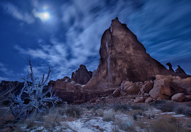 Moab, low, national, stars, park, moon, night photography, angle, Moonlight, rock formation, photography, formation, Utah, low angle, arches, Arches National Park