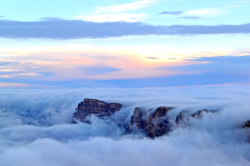 national, outdoors, cloud - Sky, aerial photo, CLOUDS, canyon, landscape, Nature, winter, formation, WEATHER, mountain, 4K, rock, park, Inversion, rock formation