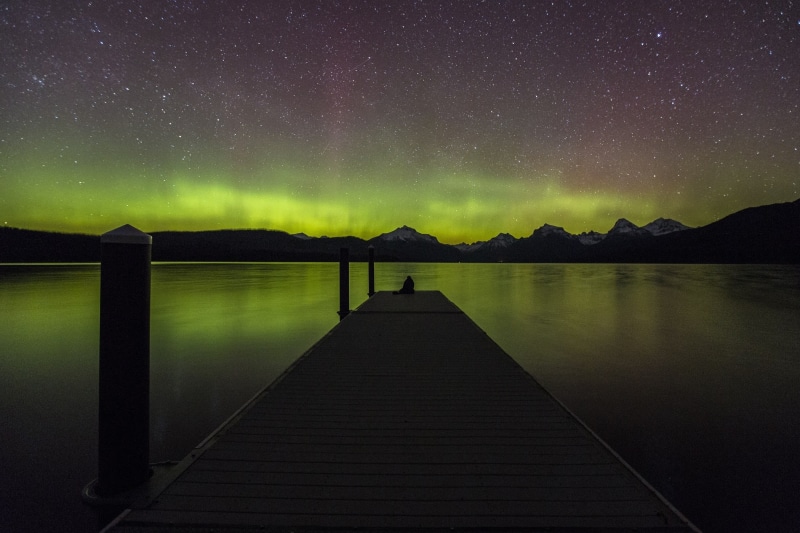 glacier national park, silhouettes, magnetic, space and astronomy, atmosphere, tranquility, no people, near, landscape, water, dark, glow, scenics - nature