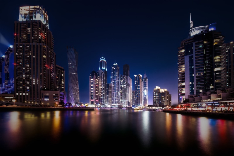 long exposure, lights, residential district, city, waterfront, building exterior, gray, built structure, 1080P, nightlife, water, travel destinations