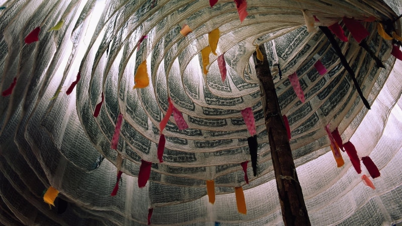prayer flag, tower, close-up, textile, asia, silk, sichuan, buddhist, prayer flags, buddhism, creativity, decoration, art and craft, still life, retail