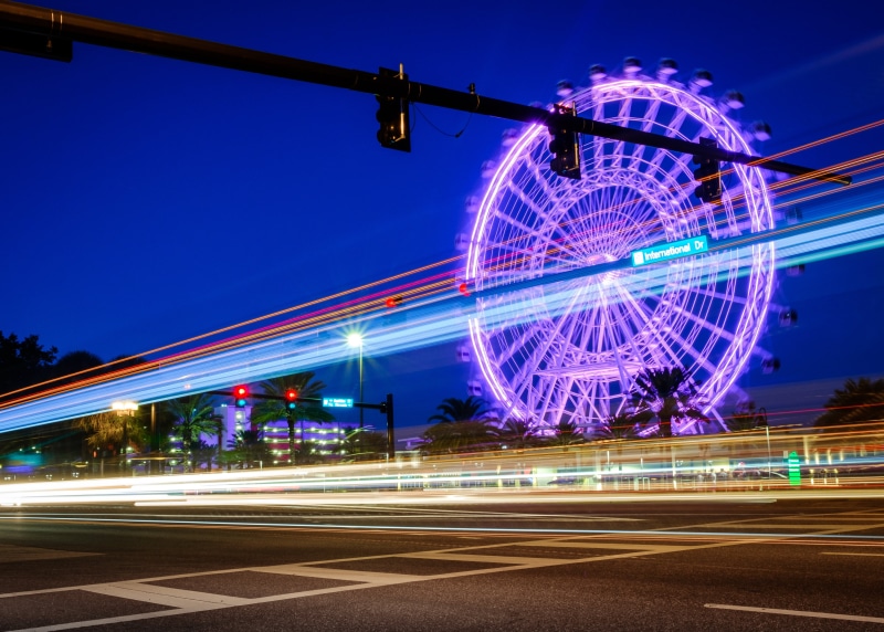 trails, Florida, road, orlando, night, lapse, speed, time, city, urban Scene, light, car, transportation, 4K, built Structure, Orlando Eye, traffic, dusk