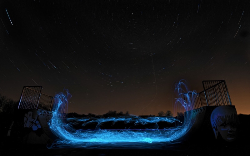 star field, photography, 2K, blurred motion, skateboard, star trail, space and astronomy, sky, astronomy, star, star - space, night, space, wire wool