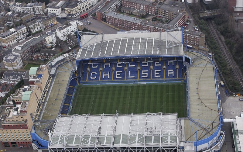 Chelsea FC, city, 2K, nature, building, road, mode of transportation, motor vehicle, day, architecture, high angle view, car, no people, sport, stadium