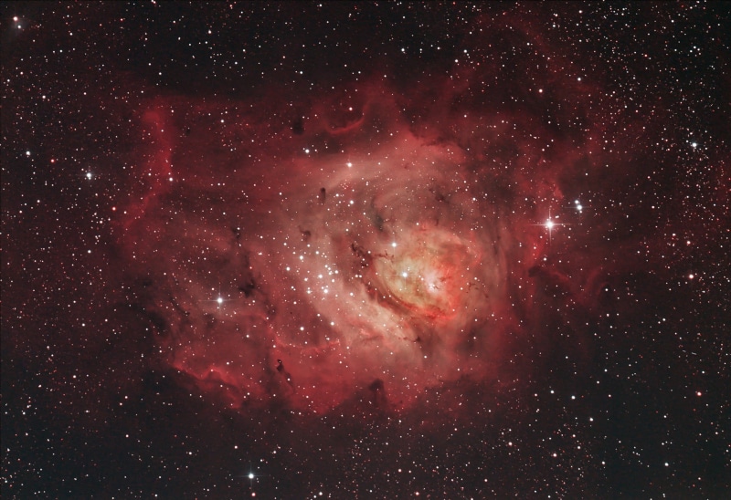 in the constellation Sagittarius, space, red, sky, majestic, galaxy, space exploration, constellation, infinity, star - space, The Lagoon Nebula, beauty in nature