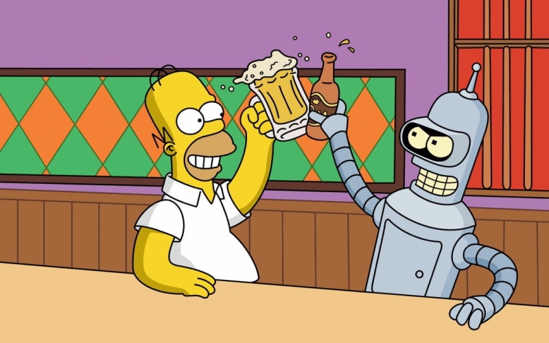 standing, The Simpsons, child, sky, smiling, Homer Simpson, childhood, fun, men, two people, representation, 720P, built structure, creativity, cartoon