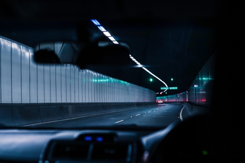 light, urban, motor vehicle, on the move, transportation, blur, view, illuminated, dark, vehicle, architecture, rearview mirror, evening, car point of view