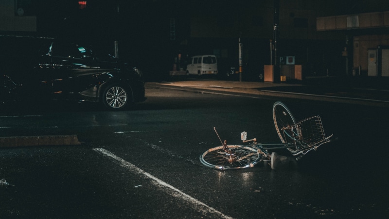 metal, absence, japan, street, built structure, fallen, car parked, nighttime, abandoned, stationary, transportation, wheel, sign, night, grey, accident