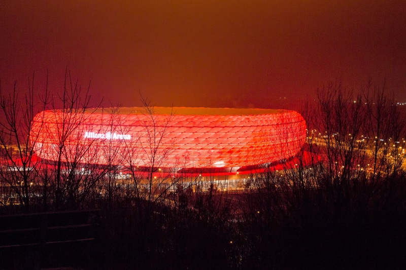 lights, Allianz Arena, 1080P, stadium, Munich, landscape, Germany, night
