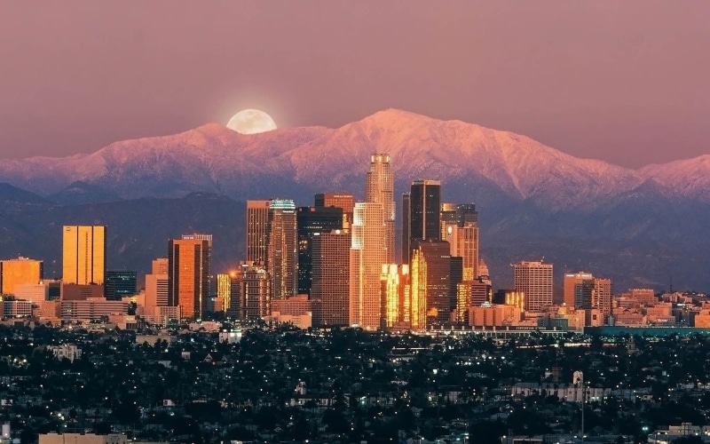 mountain, Los Angeles, night, city, 1080P, city life, nature, landscape, building, built structure, modern, sky, tall - high, outdoors, travel destinations