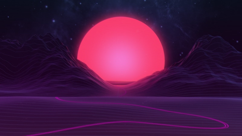 3D, Sun, glowing, vector art, digital art, artwork, lines, CGI, nature, stars, sky, 1080P, mountains