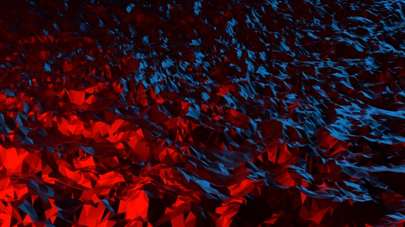 2K, abstract, geometry, red, low poly, triangle, 3D Abstract
