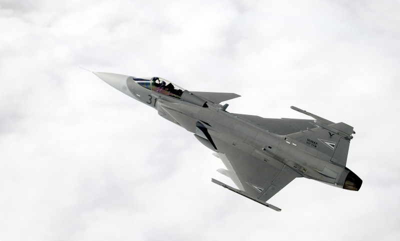 military airplane, JAS-39 Gripen, army, aerospace industry, motion, single object, fighter plane, military, flying, 2K, air force, military aircraft, transportation