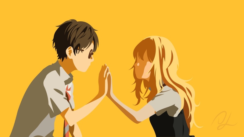 lifestyles, Arima Kousei, representation, illustration, man, women, vector, 1080P, woman, adult, emotion, two people, side view, Shigatsu wa Kimi no Uso