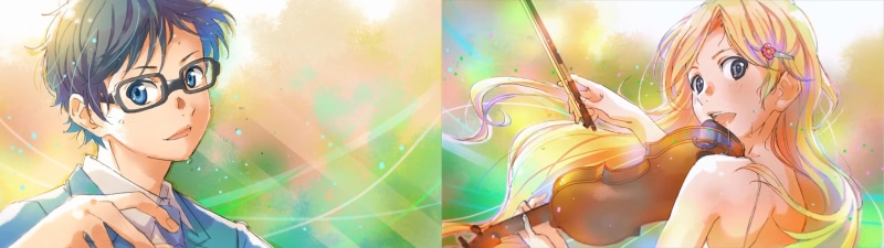 4K, Arima Kousei, Miyazono Kaori, Shigatsu wa Kimi no Uso, dual monitors, anime