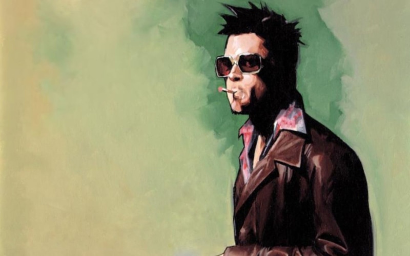 headshot, eyewear, looking at camera, Fight Club, brown, sunglasses, man, copy space, Tyler Durden, textured effect, fashion, young men, cool attitude