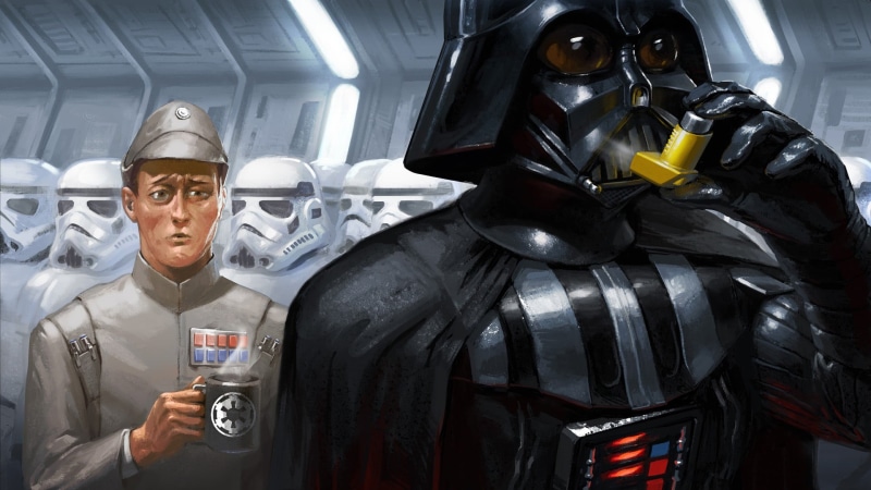 safety, vader, illustration, waist up, Star Wars, occupation, mask, one person, technology, humor, protection, uniform, males, Darth Vader, protective mask - workwear