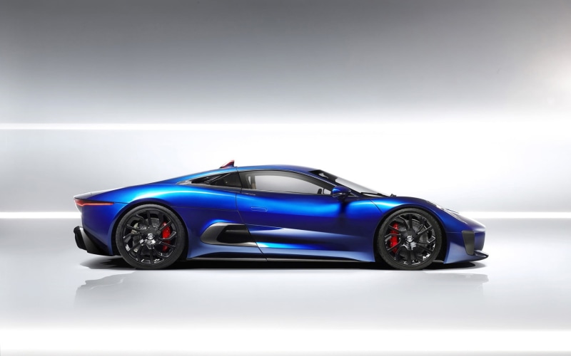 black, blue, illuminated, Jaguar, single object, indoors, competition, studio shot, mode of transportation, model, wealth, shiny, blue cars, Jaguar C-X75