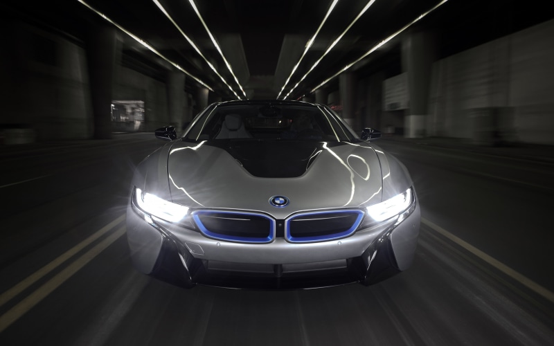 4K, car, architecture, speed, motion, vehicle, land vehicle, long exposure, on the move, transportation, mode of transportation, built structure, BMW i8