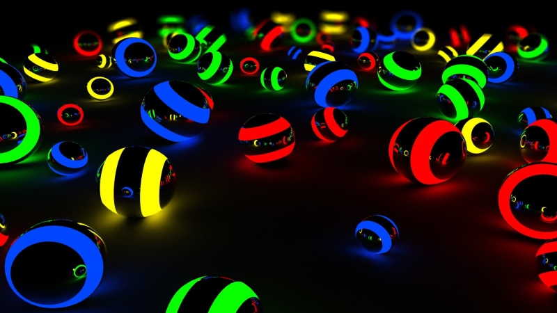 night, vibrant color, nightlife, no people, close-up, 1080P, geometric shape, ball, illuminated, lighting equipment, digital art, light - natural phenomenon