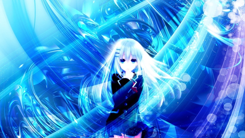 1080P, Blue Eyes, Anime, Date A Live, Cute, Long Hair, White Hair, Origami Tobiichi, School Uniform