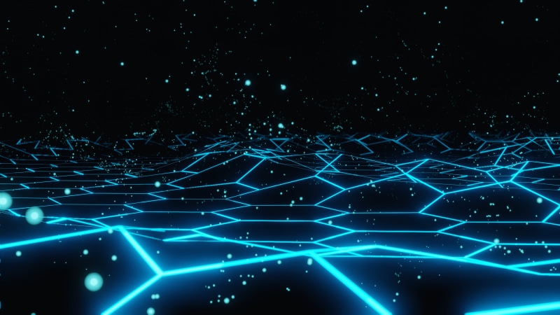 floating particles, digital art, 4K, hexagon, Blender
