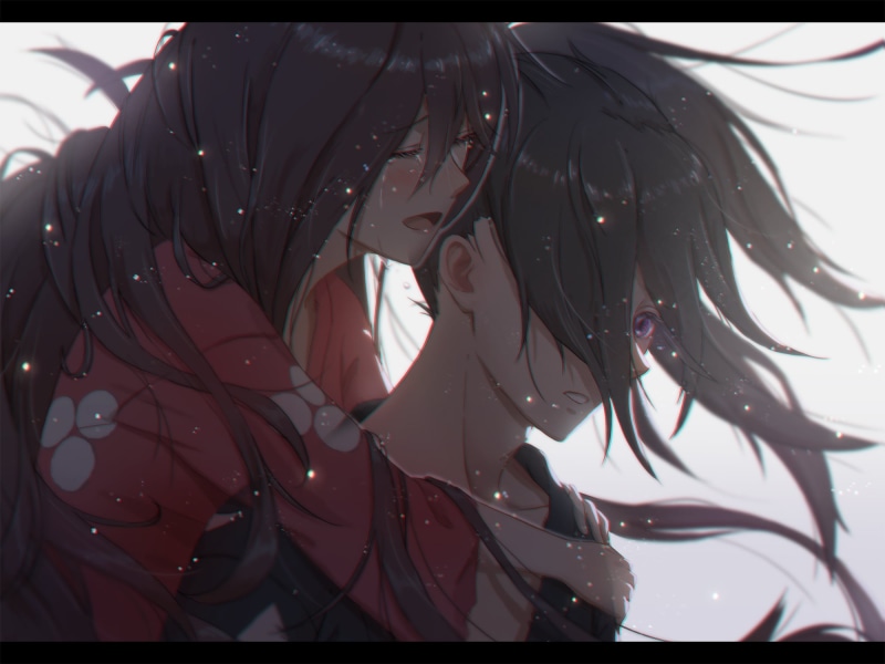 1080P, hugging, long hair, Hyakkimaru, Dororo, crying, particle, sad, wind