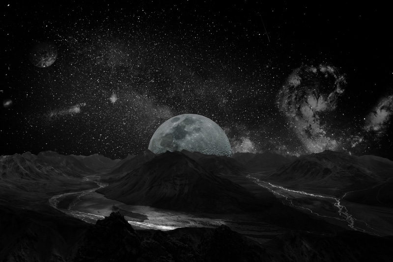 desktop background, black and white, river, landscape, beauty in nature, infinity, moon rock, research, luna, space travel, world, vision, spherical, earth