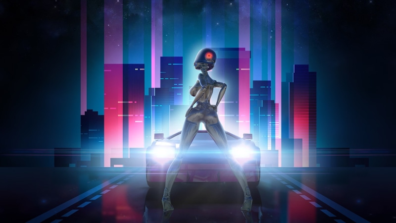 Darkwave, Machine, Synth pop, Neon Drive, 1080P, Background, Neon, Stars, Synth, Synthpop, Robot, Synthwave, The game, The city, Retrowave, Light