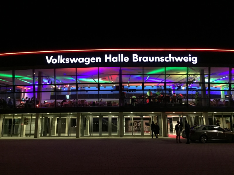 illuminated, volkswagen, neon, 2K, events, vw, built structure, text, event, communication, architecture, sign, hall, building exterior, mode of transportation